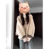 Womens Korean Fleece Jacket Solid Color Loose Fit Open Front Long Sleeve Coat