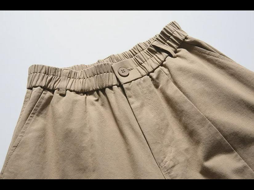 City Fanpin 2024 Spring Men's Loose Wide-Leg Multi-Pocket Work Pants - Solid Color