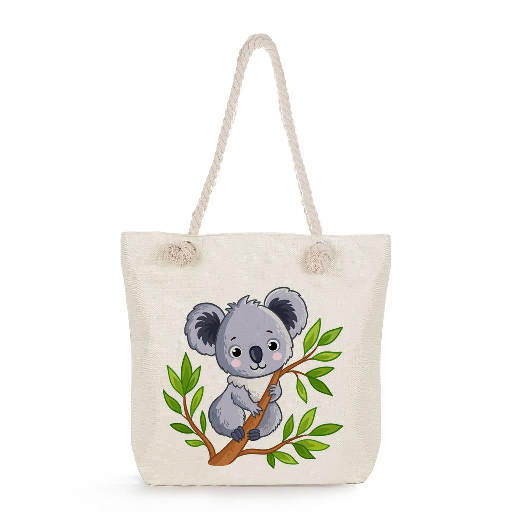 Koala print thick rope single-shoulder beach bag 7265