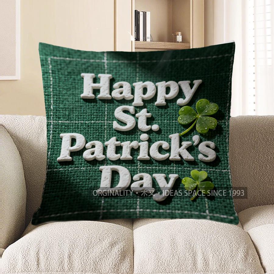 2D Happy St. Patrick'S Day Cushion For Festive Look Pattern Cushion Cover Suitable For Sofa Bedroom Car Pillow Cover