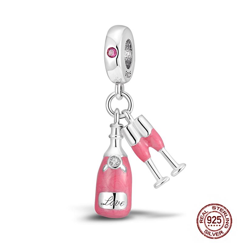 Pink Butterfly Charms Beadscopper Original Heart-Shaped Dog Paw Travel Charm Fit Bracelets Pendant For Women Jewelry Making