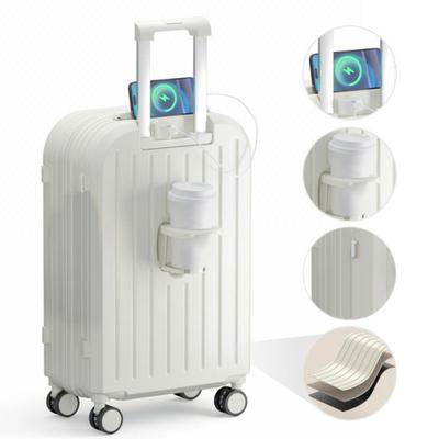 20 Inch Suitcase Hard Shell Scratch-resistant Surface with USB Interface Cup Holder