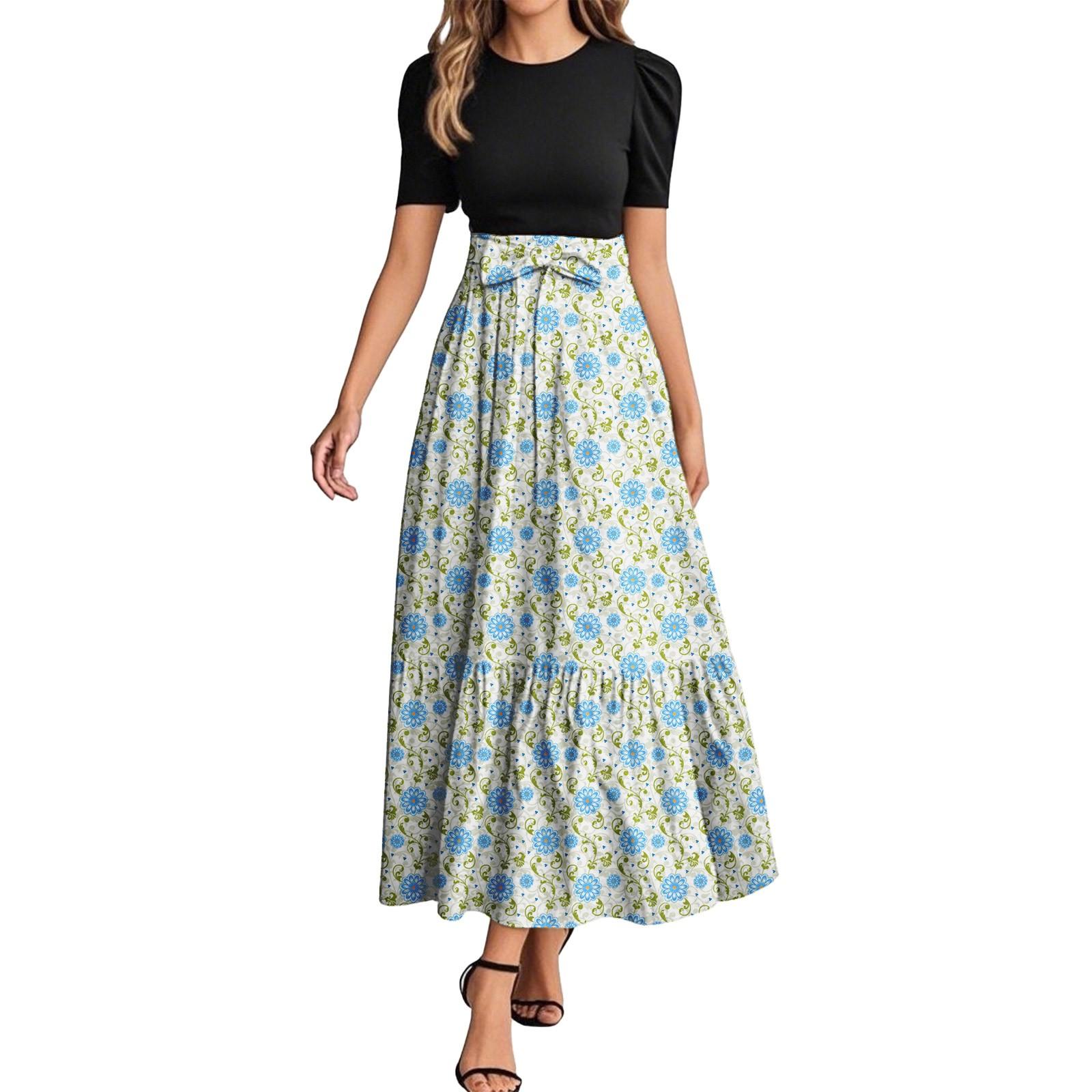 

Женское модное повседневное платье с коротким рукавом и круглым вырезом с цветочной вышивкой, элегантное, темпераментное L