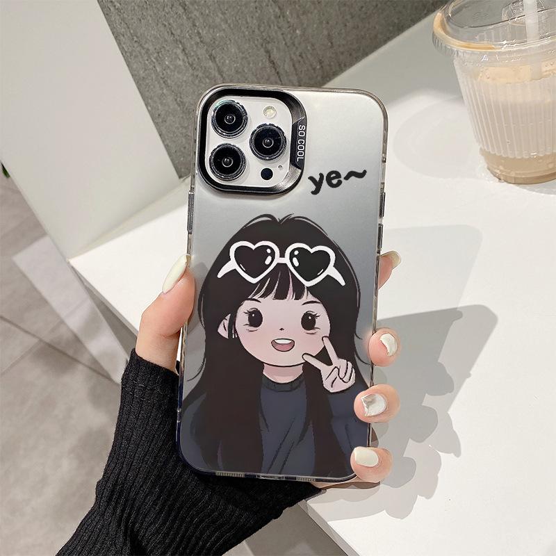 High-End Cartoon Couple Phone Case for Apple 16, 15 Pro Max, and 14