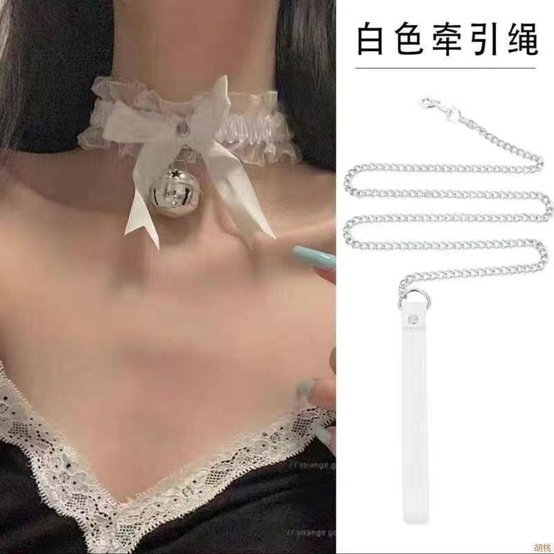 Female collar with a chain around the neck, choker, Niche design leather neck collar, high-end punk neck chain, sexy neck collar