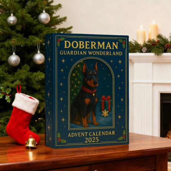 Doberman Guardian Wonderland Kalendarz Adwentowy 2025 Pudełko do Odliczania 24 Dni Akrylowe Mini