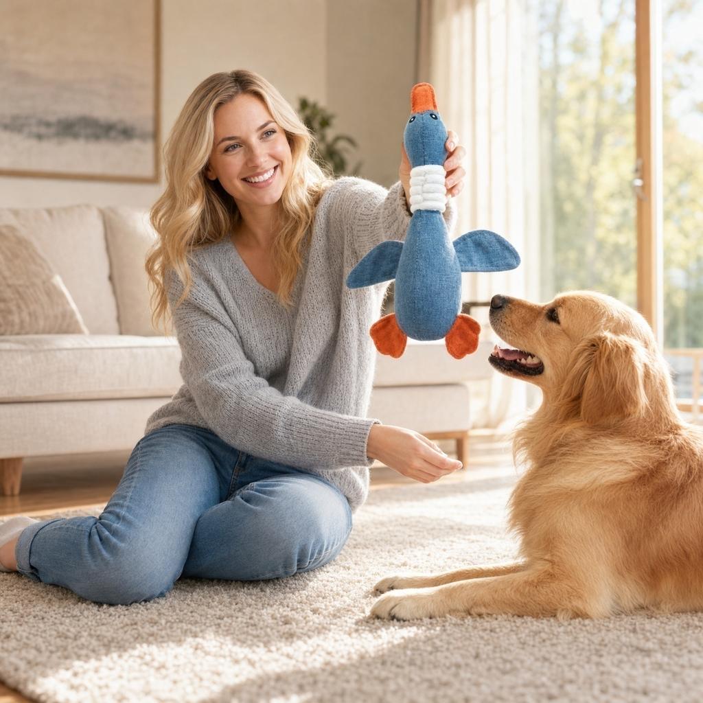Plush Linen Squeaky Toy for Dogs, Interactive Teething Toy with Squeaker - Fun Pet Toy for Puppy, Small and Medium Breeds