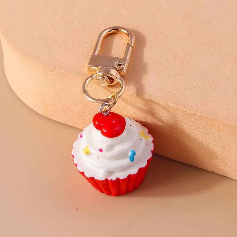 Cute Resin Ice Cream Keychain Simulated Food Key Ring Pendant for Women Girls Handbag Decor DIY Handmade Jewelry Gift