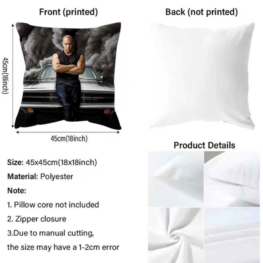 Movie Series The Fast The Furious Cushion Cover Soft & Easy-Wash Pillow Case – Versatile For Couch, Bed, Travel And Office