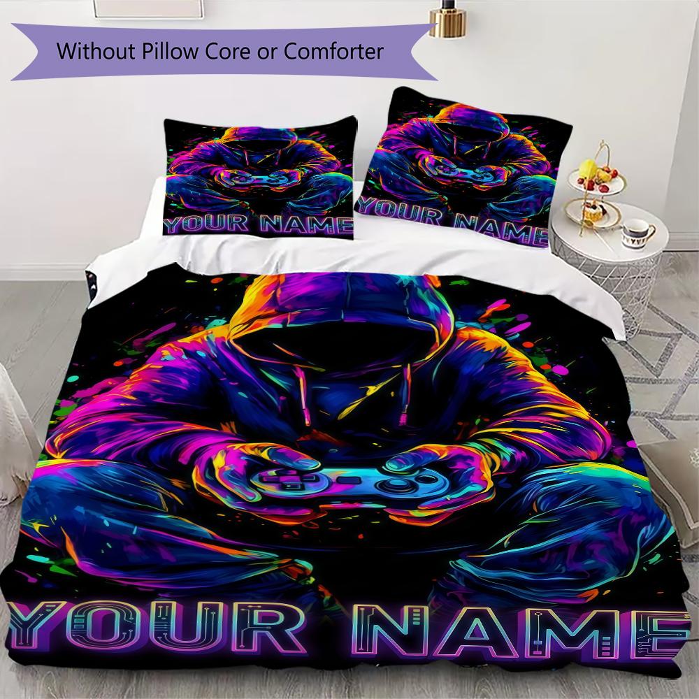 Custom Name Skull Warrior Artwork Bedding,Quilt Set Quilt Cover Pillowcase Home Birthday Gift(1 * Duvet Cover + 2 * Pillowcase, Without Core)_lx