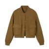 European and American cross-border autumn and winter new women's clothing crew neck fashion American bomber jacket casual versatile woolen jacket
