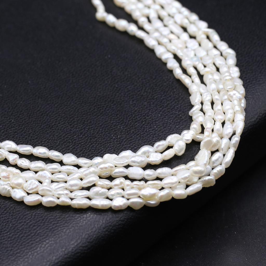 1String, Luxury Natural Freshwater Pearls, 2-3mm, White Nugget Pearl Beads for Jewelry Making DIY Crafts, Wedding Gift for Women, 36cm