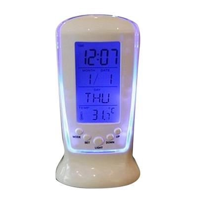 Mini Wecker ABS Schale Geruchlos Weiß Blau Hintergrundbeleuchtung Leuchtender Wecker mit Temperaturanzeige für Zuhause 510