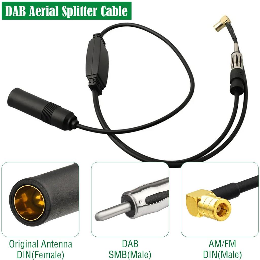 DAOKAI DAB Splitter, AM/FM + DAB Antenna Splitter Car Radio
