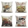 Thanksgiving Linen Pillowcase Autumn Pumpkin Print Pillow Cushion Cover
