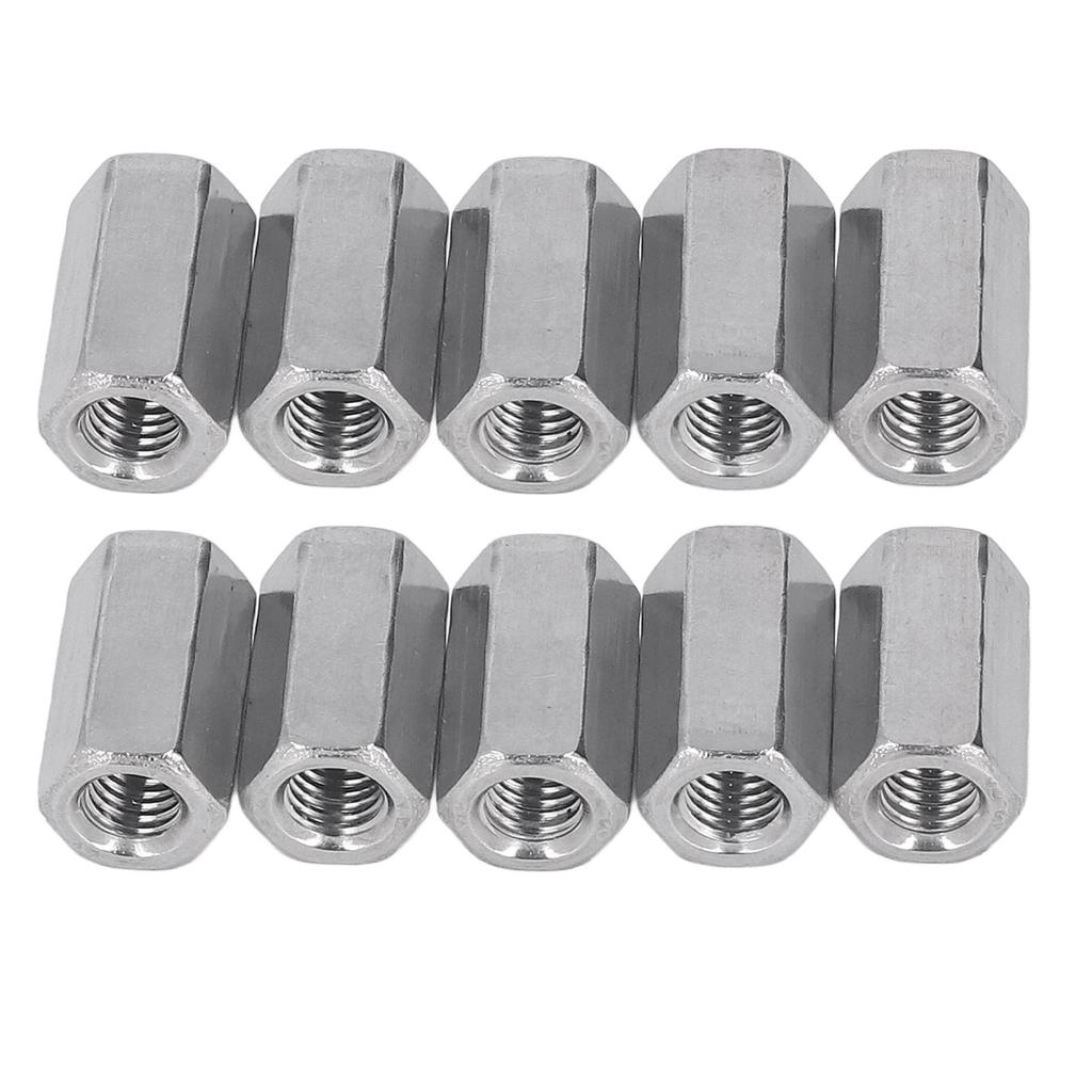 10 szt. Nakrętka łącząca Stal nierdzewna 304 Nakrętka łącząca pręt Sześciokątna M8 Element złączny do gospodarstwa domowego