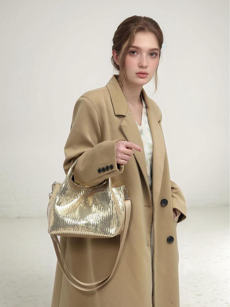 Elegant French Sequin Commuter Bag – Handbag & Crossbody for Evening