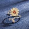 Japanese and Korean Fashion Couple Women's Ring Rotating Ring New Flower Shape Electroplated Copper Ring Exquisite