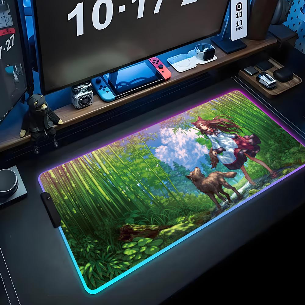 imaizumi kagerou Mouse Pad RGB Gaming Mousepad Big LED Pad PC Desk Mat Luminous Mouse Pad Large Keyboard Mats Table Rug With