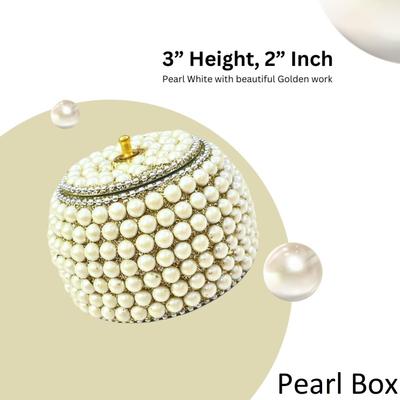 ADORN WORLD Off White Perlenbox Dekorative Schaufigur - 3 cm  (Metall, Mehrfarbig)