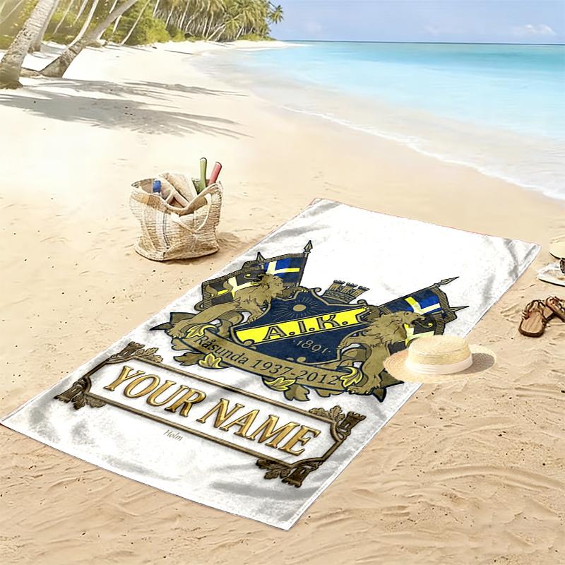 Custom Name AIK Print Beach Towel, Large Soft Quick Dry Towel for Beach Camping Swimming