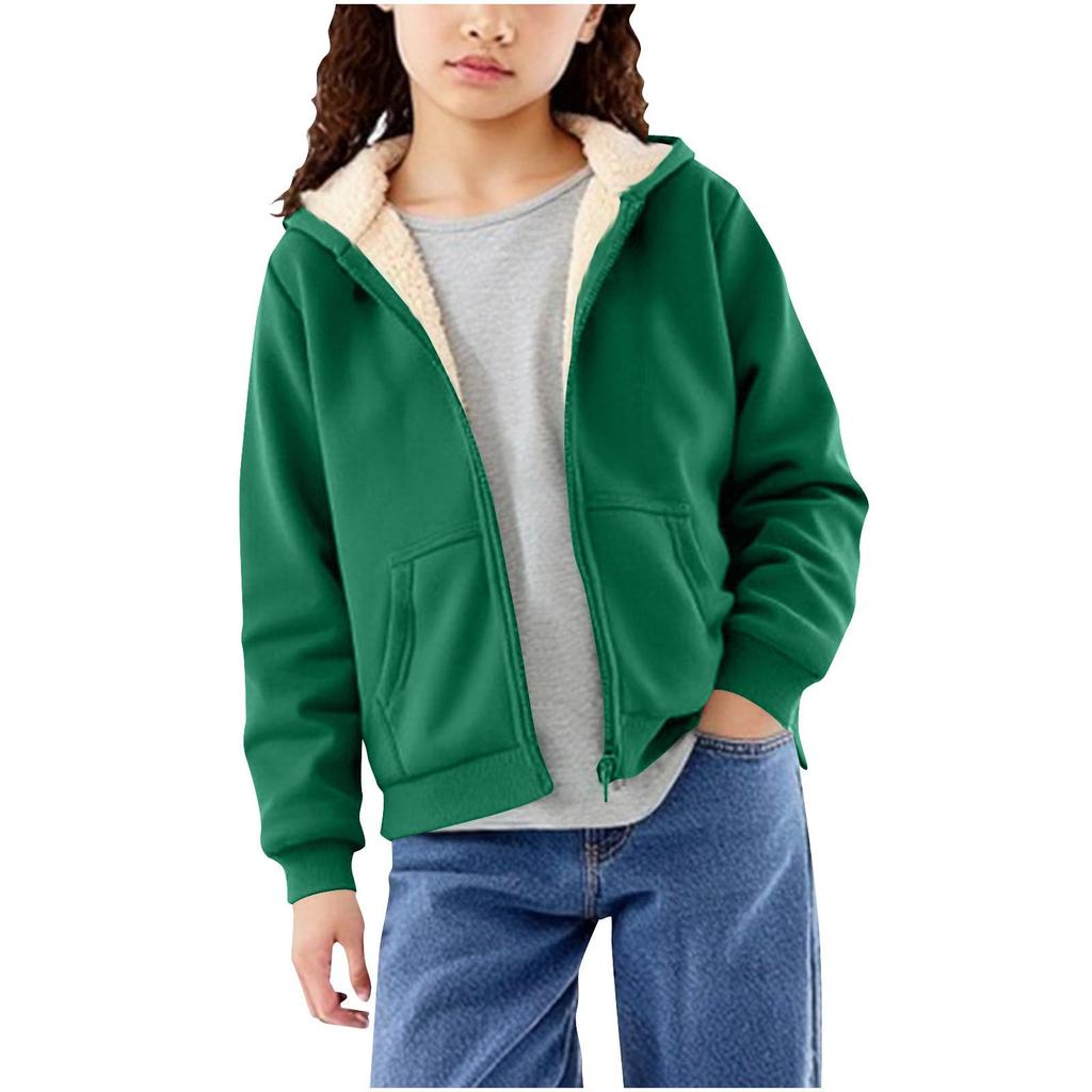 Boys Girls Fleece Lined Warm School  Zip Hoodie Sweatshirt  Jacket