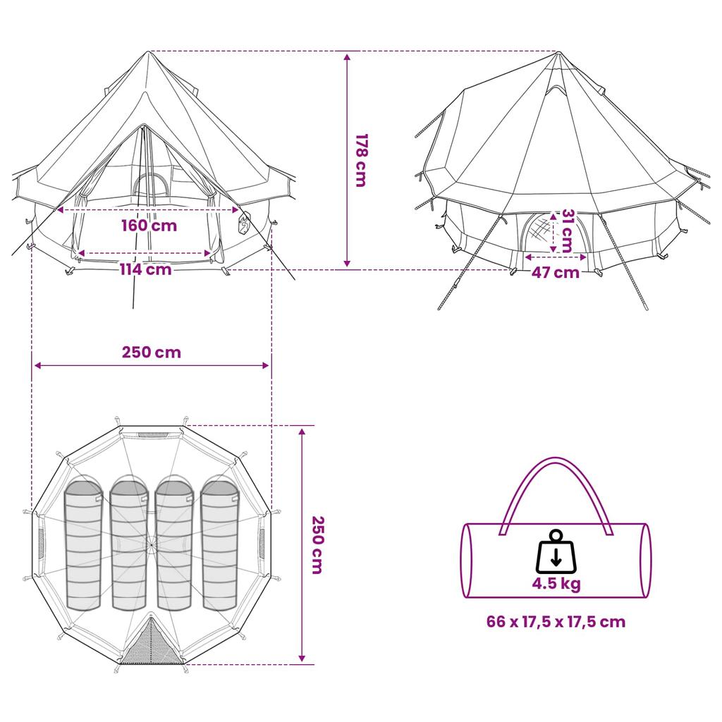 Modern Tipi Tent with Roof Green 250 x 250 cm Polyester and Steel
