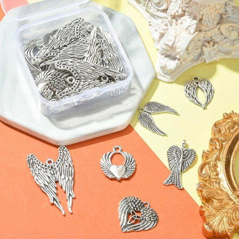 30pcs Vintage Angel Wing Charm Metal Big Angel Wing Pendant for Jewelry Making DIY Handmade Craft Necklace Bracelet