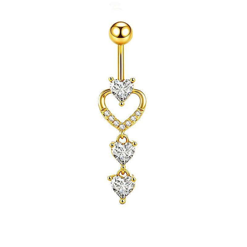 1Pcs Stainless Steel Cross-Border Hot-Selling Love Belly Button Ring 14G Tassel Pendant With Zirconia Belly Button Stud