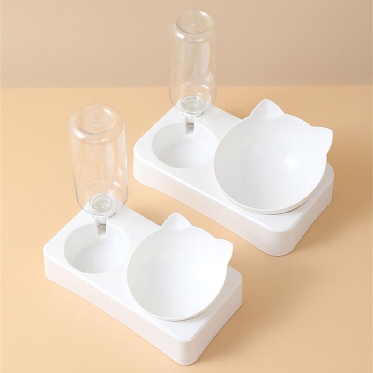 2 in 1 Dog Feeder Cats Food Water Bowl Double Bowl Anti-Leak