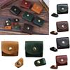 Mini Leather Data Cable Storage Box Solid Color Leather Wallet Vintage Mini Coin Purse  Travel