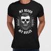 Mein Bart Meine Regeln Cool Hipster Bart Fahrrad Totenkopf Herren Schwarz Weiß Grau T-Shirt