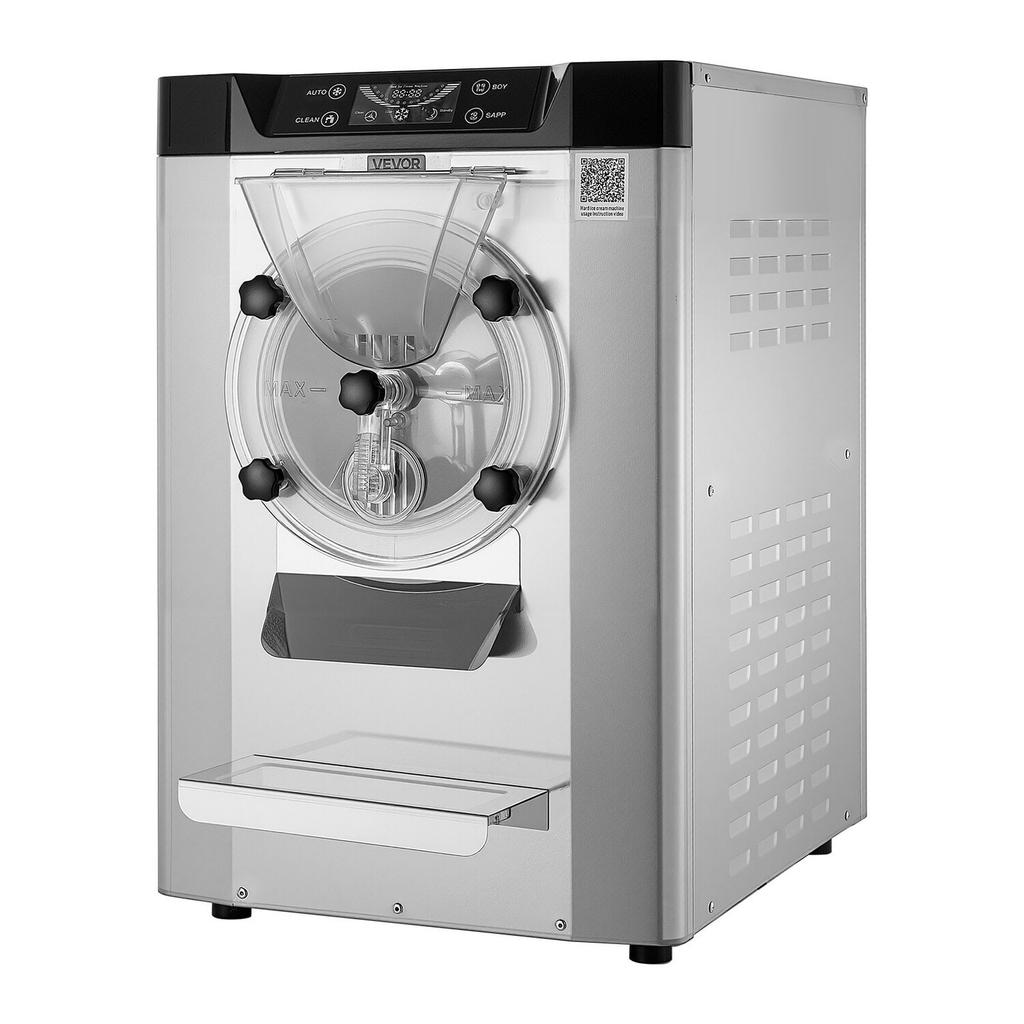 Commercial Hard Ice Cream Machine, 2000W 12-20L Per Hour, Countertop Gelato Hard Serve Ice Cream Maker with 6L 304 Stainless Steel Cylinder, Auto