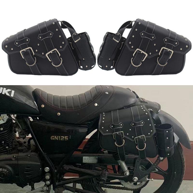 

Retro Motorcycle Triangle Bag for Harley 883 Sportster & Xiangshuai 650 27# Black Water Bag Left
