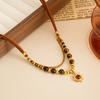 Maillard Style Tiger Eye Stone Pendant Y-shaped Thin Chain Sweater Necklace Women's Fashion Adjustable Rope Chain Daily Jewelry
