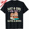 Summer Unisex Fashion Short Sleeve TShirt Sloth and Book Lover Reading Design Stylish Unisex TShirt for Casual Everyday Outfits Tees