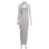 Sexy Halter Neck Draped Ruched Bodycon Dress with Flutter Sash Elegant Slimming Maxi Dress for Women