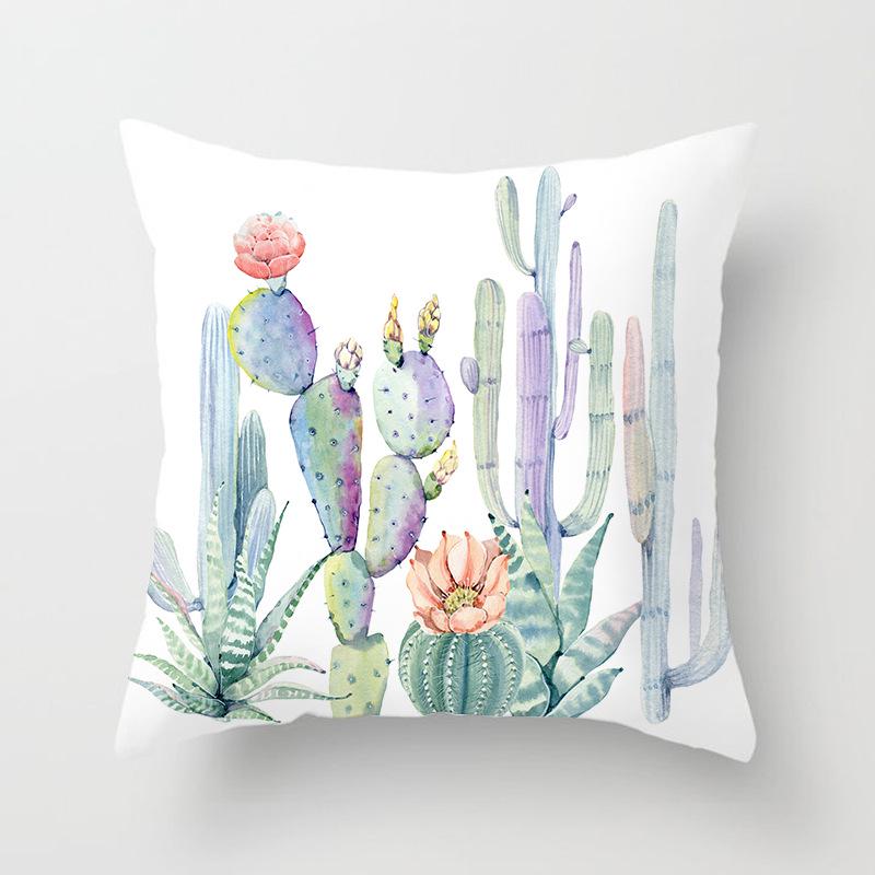 Cactus Succulents Print Pattern Cushion Cover Home Living Room Sofa Decoration Square Pillow Pillow Cover