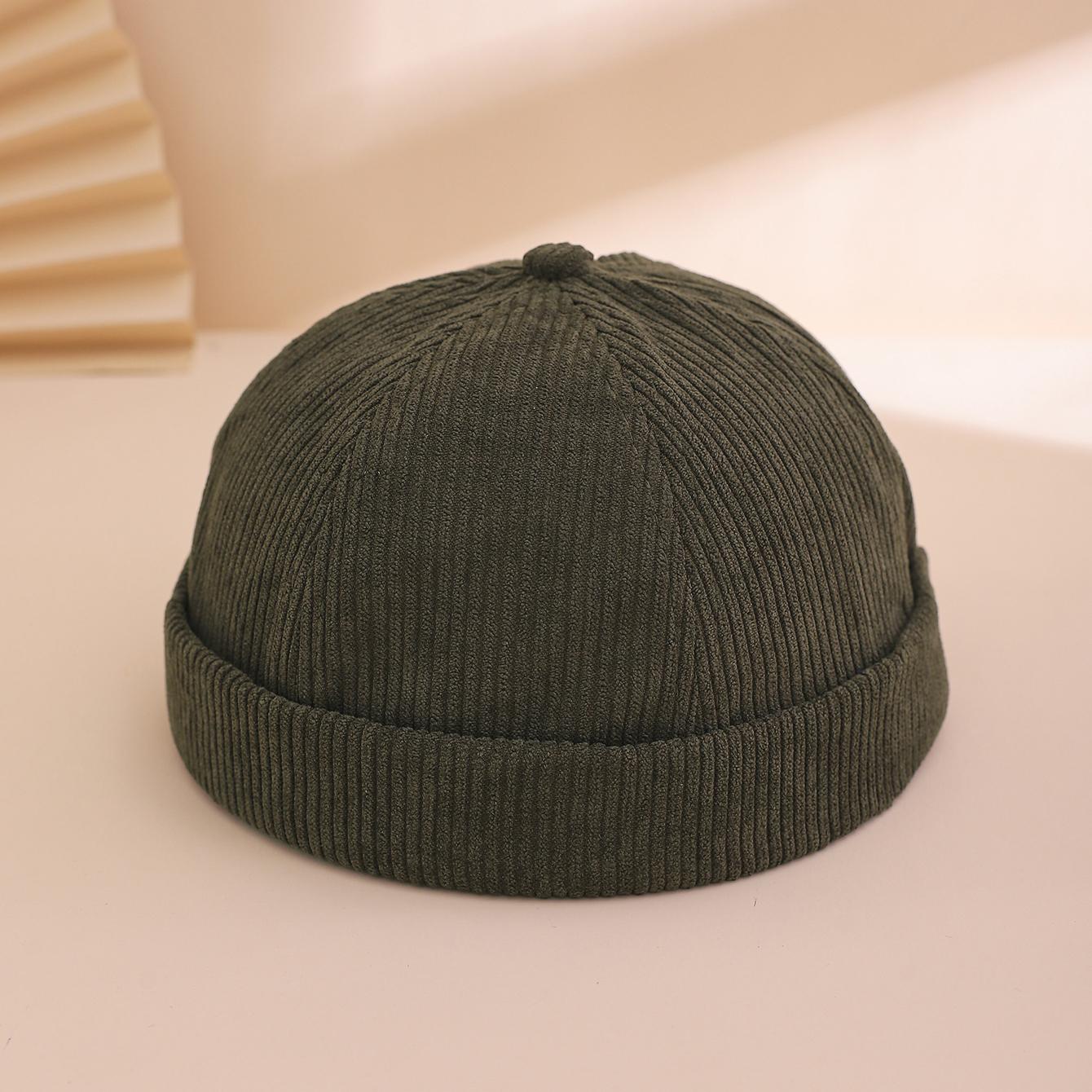 

Japanese-style artistic retro solid-color corduroy landlord hat, simple hip-hop street melon rind hat for autumn and winter One Size
