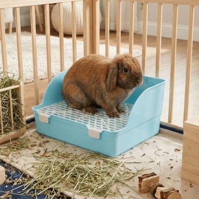 Splash-Proof Rabbit Litter Tray Anti-spill Rectangular Animal Potty Trainer Plastic Detachable Rabbit Training Toilet