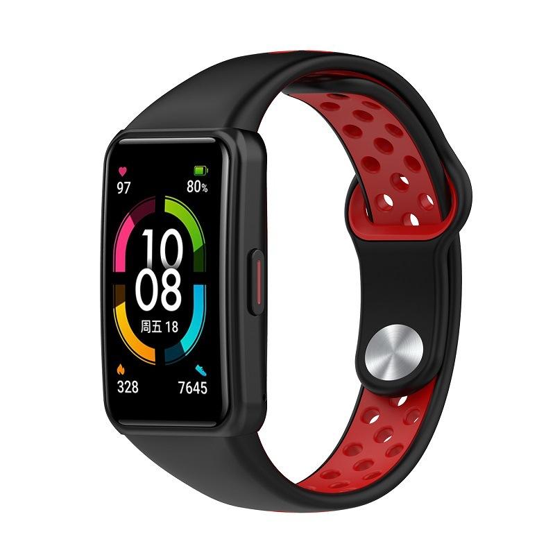 Weiches Silikon-Sportarmband für Huawei Band 6, zweifarbig, Smart-Armband, Ersatzarmband aus TPU für Honor Band 6