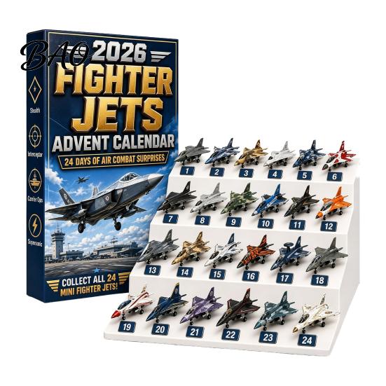 Aviation Themed Decor Aircraft Advent Calendars 2026, Airplane Toy Countdown Calendar, 24 Days Christmas Holiday Calendar with Models, 2D Acrylic
