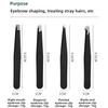 Black Stainless Steel Slanted Tip Eyebrow Tweezers with Packaging, Precision Beauty Brow Grooming Tool Set