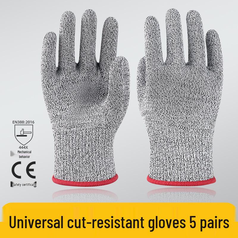 Level 5 Cut-Resistant Gloves: Anti-Slip, Wear-Resistant, Anti-Stab, for Kitchen, Outdoor, Woodworking, and Fishing Safety.