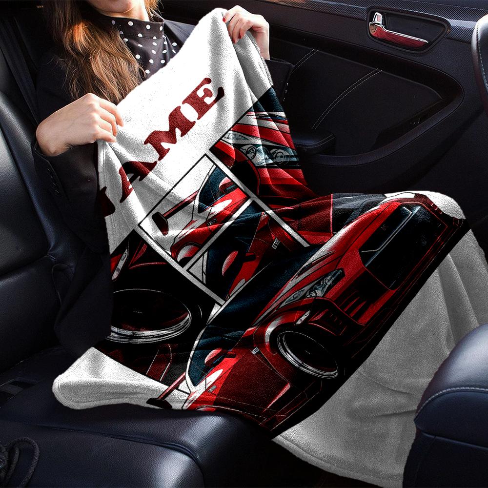 Custom Name Racing Theme Printed Blanket - Perfect for Couch, Bed, Travel & Outdoor Use | Machine Washable, Cozy & Durable.