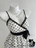 Women's Black & White Polka Dot Spaghetti Strap Lace Tank Top - Sweet & Spicy Spring/Summer Style