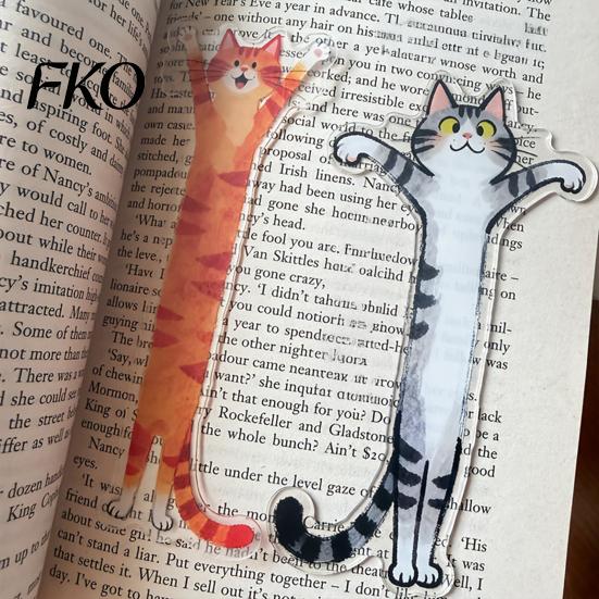 Cat Design Bookmark 5Pcs Acrylic Long Bookmark, Book Mark for Reading Women & Waterproof Men, Decorative Kitten Page Marker, Gifts Readers Lovers
