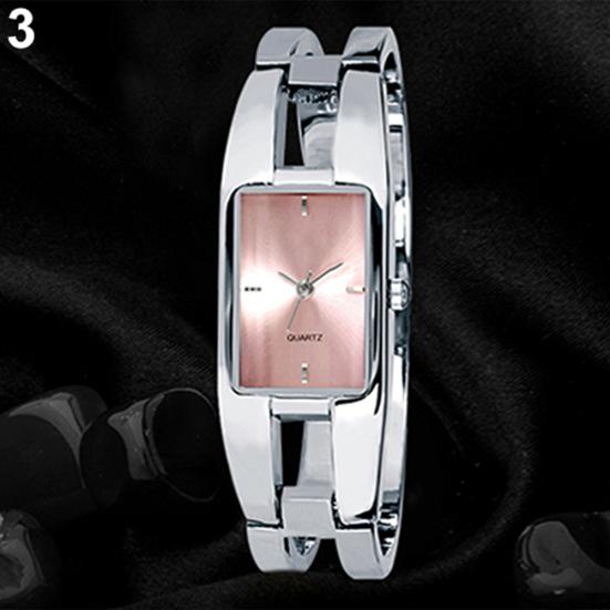 Women's Square Dial Changing Color Bracelet Bangle Quartz Fashion Wrist Watch