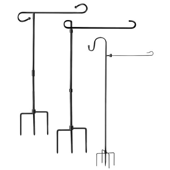 Garden Flag Stand with 5 Prong Base Heavy Duty Weather-proof Metal Outside Yard Patio 12x18-Inch Flag Pole Holder with Shepherd Hook