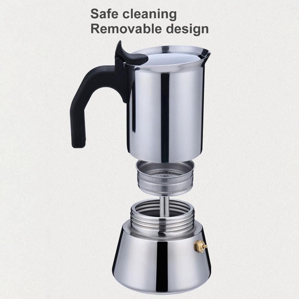 Heat Insulated Handle Stainless Steel Coffee Pot Stovetop Espresso Maker Stovetop Gas Brewing